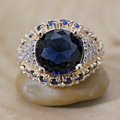 925 Sterling Silver Handmade Gemstone Turkish Sapphire Ladies Ring Size 7-12 925 Sterling Silver Handmade Gemstone Turkish Sapphire Ladies Ring Size 7-12