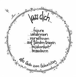 Handgeschriebene Faltkarte Zum Geburtstag Mit Blumenrand Und