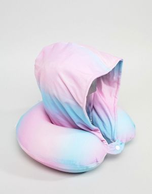 Typo Ombre Travel Neck Pillow with Hood Typo Ombre Travel Neck Pillow with Hood