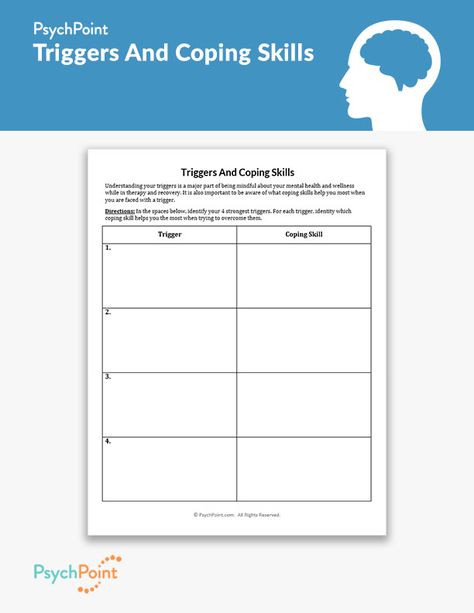 Triggers And Coping Skills Worksheet | Coping skills worksheets