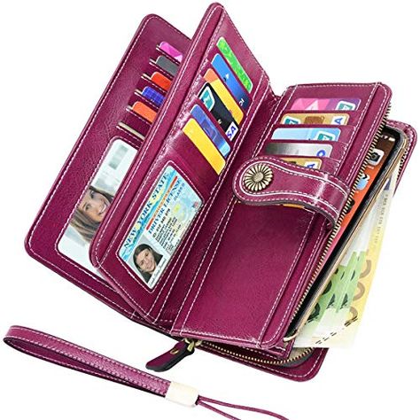 Noir1 Compagnon Portefeuilles Chequier Portefeuille Femme PU Cuir Grande Capacite Porte Monnaie Femmes,Grand Portefeuille Femmes avec Emplacements Cartes et Fermeture Eclair