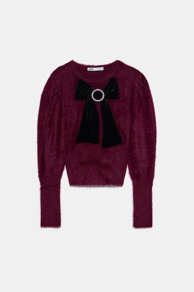 リボン付きフェイクファーセーター セーター ニット レディ ス Zara 日本 リボン付きフェイクファーセーター セーター ニット レディ ス Zara 日本