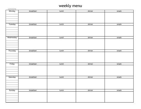 printable weekly meal planner template weekly meal planner free printable weekly menu template