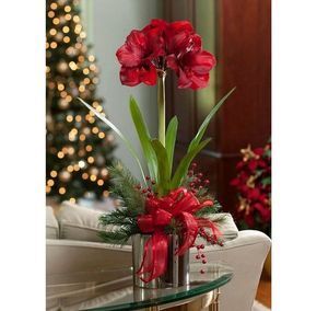 Kunstliche Blumen Faux Amaryllis Composed Arrangement Red Amaryllis Arrangement Blumen Weihnachtsblumen Kunstliche Blumen Weihnachtsvorbereitungen