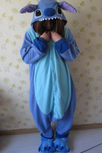 Blue Stitch Unisex Adult Pajamas Kigurumi Cosplay Costume Animal STICH Sleepwear