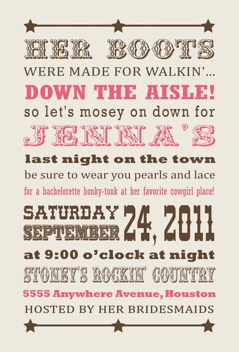 Lovely Little Party The Ultimate Country Western Bachelorette Party WeekendNight Out Invitation DIY Printable