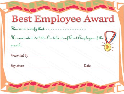Best Employee Award Certificate Template Award Certificate - employee of the month certificate template free Best Employee Award Certificate Template Award Certificate - employee of the month certificate template free
