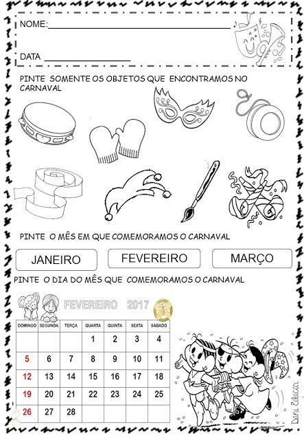 Atividades E Desenhos Para Colorir Carnaval Atividades Sobre O