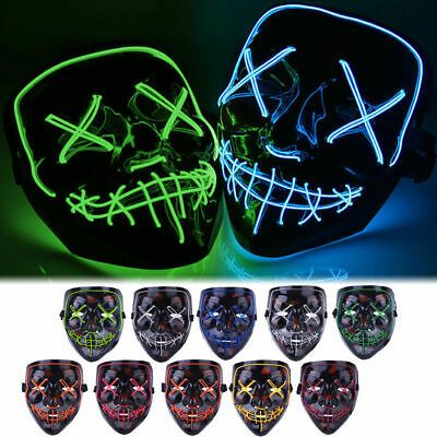 Purge Movie Flash Bright LED Wire Scary Mask Party Festival Halloween Costume