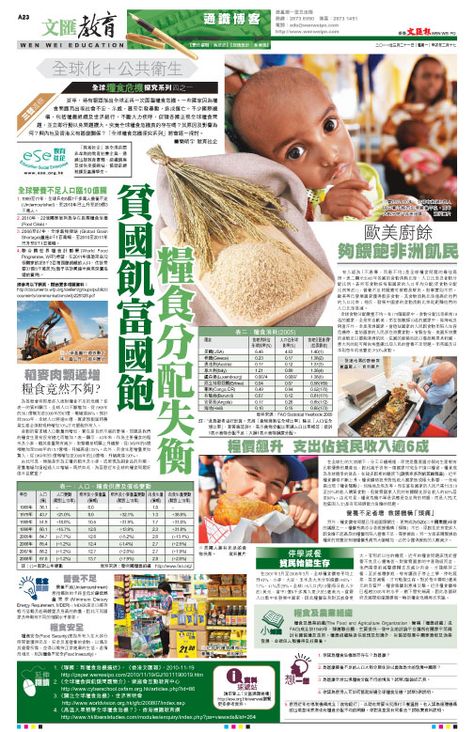 全球糧食危機探究系列四之一 貧國飢富國飽糧食分配失衡 Education Wet 21st 全球糧食危機探究系列四之一 貧國飢富國飽糧食分配失衡 Education Wet 21st