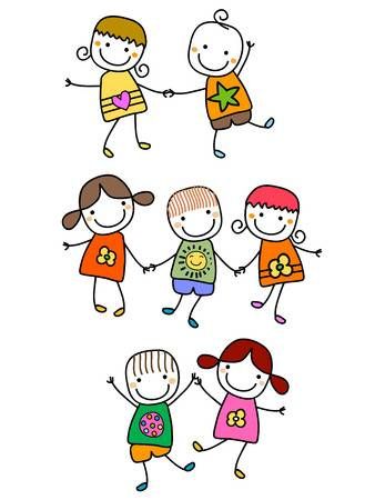 Felici I Bambini Giocare Disegno Figura Stilizzata Tatuaggi Bambini Disegni Bambini