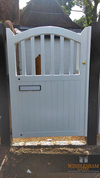 White Wooden Side Gate With Integrated Letterbox Side Gate