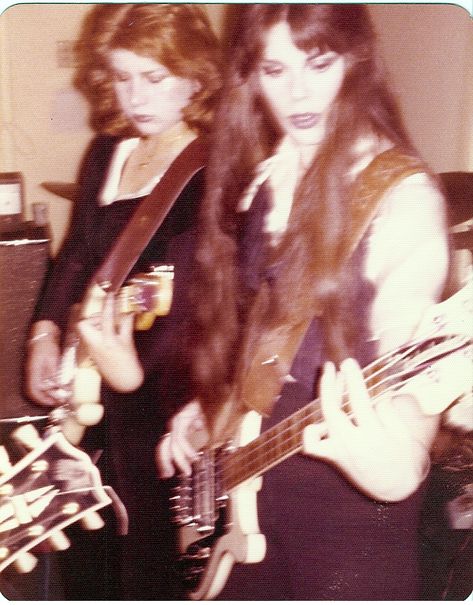 Margo and Patricia rehearsing with Femme Fatale, 1975/76.