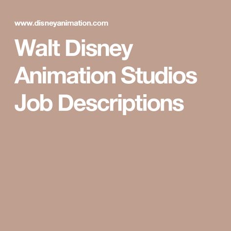 animation job descriptions