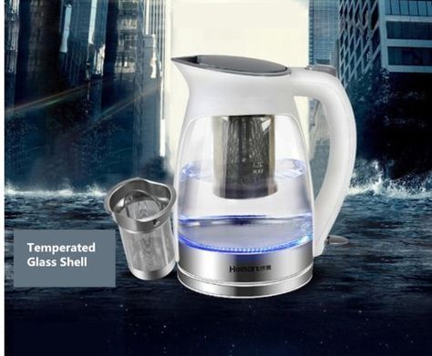 Homart 1.7L Cordless Electric Glass 1.7 Liter Glass Kettle and Tea Steeper