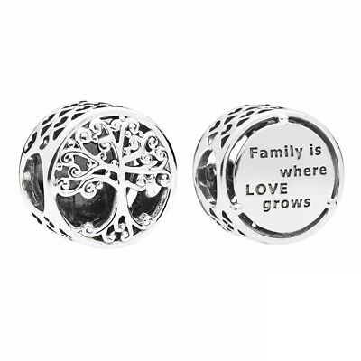 Round Shape 925 Sterling Silver Family Is Where Love Grows Bead Pandora Charm In 2020 Pandora Family Pandora Bracelet Charms Pandora Charms