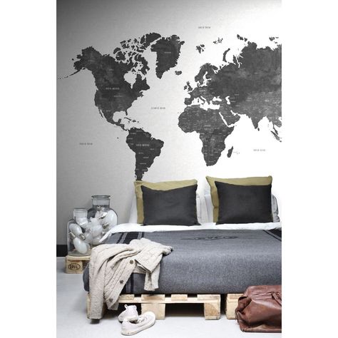 Avoir Images Papier Peint Xl Carte Du Monde Vintage Noir Grise Intisse L 279 X actualisé par