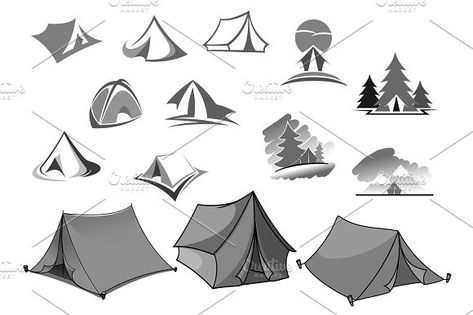 Camping vector icons of camp tent in Camping vector icons of camp tent in