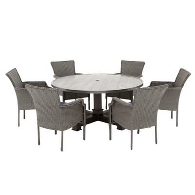 Hampton Bay Grayson 7 Piece Ash Gray Wicker Outdoor Patio Dining Set With Standard Midnight Navy Blue Cushi Furniture Cushions - Hampton Bay Rattan Patio Dining Set Hampton Bay Grayson 7 Piece Ash Gray Wicker Outdoor Patio Dining Set With Standard Midnight Navy Blue Cushi Furniture Cushions - Hampton Bay Rattan Patio Dining Set