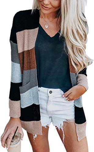 Beautiful ECOWISH Womens Color Block Striped Draped Kimono Beautiful ECOWISH Womens Color Block Striped Draped Kimono