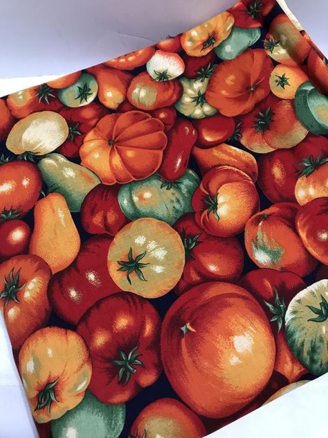 kitchen vegetables botanical Fabric Cotton Panel Make A Cushion Upholstery Craft