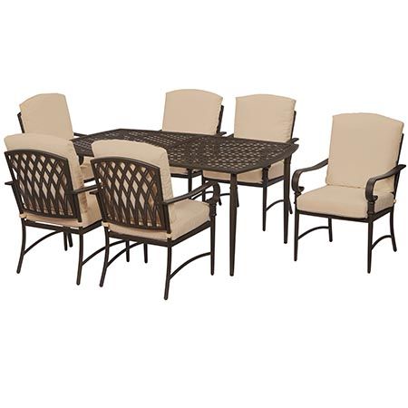 Hampton Bay Oak Cliff Brown 5 Piece Steel Outdoor Patio Fire Pit Conversation Seating Set With Cushionguard Steel Blue Cushions H120 01439700 The Home Depot Fire Pit Patio Set Fire Pit Patio Patio
