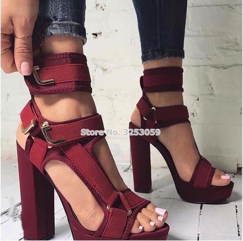 Platform High Heel Sandals Women Ankle Strap Thick Heel Snadal Summer Dress Shoes Platform High Heel Sandals Women Ankle Strap Thick Heel Snadal Summer Dress Shoes