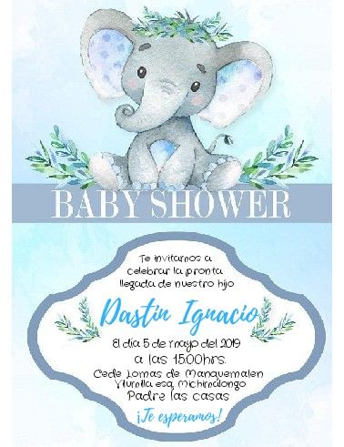 Tarjeta Baby Shower Elefante Niño Elephant Baby Shower Invitations Boy Elephant Baby Shower Invitations Baby Shower Invitations For Boys