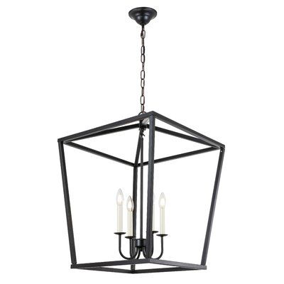 Gracie Oaks Tanguay 4 Light Lantern Square Rectangle Pendant Finish Black Chandelier Lights Gracie Oaks Tanguay 4 Light Lantern, Black Rectangular Lantern Chandelier