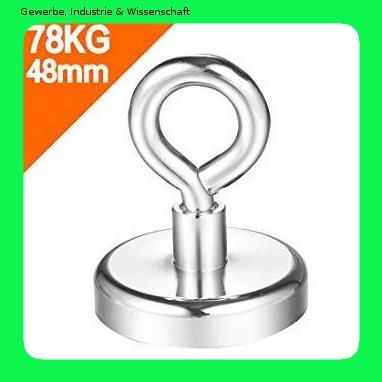 Fischerei und Bergung f/ür Wissenschaft Industrie Super Leistungsstark rund Neodym-Magnet,Wukong Starke Zugkraft 78Kg mit /Öse Neodymium Topfmagnet