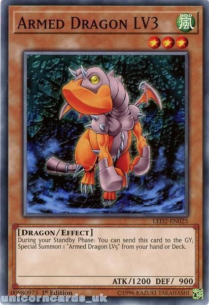 Common 1st Edition yugioh konami Armed Dragon LV3 LED2-EN025
