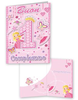 1 Anno Auguri Bimba Buon Compleanno Compleanno Biglietti Di