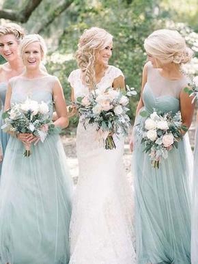 Summer Illusion Sweet Heart Tulle Long Bridesmaid Dresses Bw0164