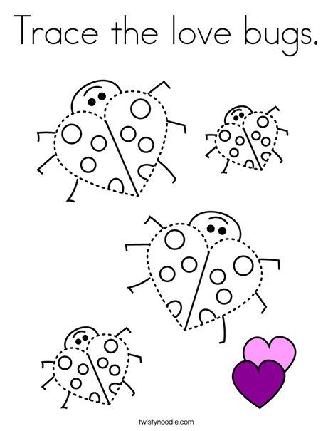 Trace The Love Bugs Coloring Page Twisty Noodle Bug Coloring Pages Coloring Pages Love Bugs