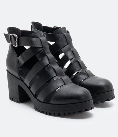 Sapato Feminino Tratorado em Tiras Satinato - Renner | Sapatos femininos, Saltos grossos, Sapatos