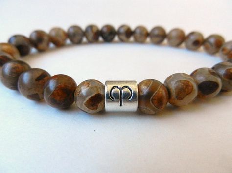 Mens Zodiac sign bracelet Birth stone gem stone by EnergyCircle | Bracelets for men, Bracelets ...