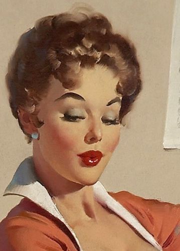 1950/'s Elvgren Pin-Up Girl Poster /"Puppy Love/" Basset Hound 24x30