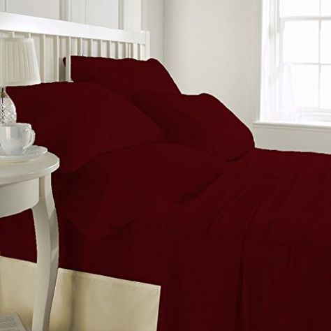 1000 Thread Count Egyptian Cotton Sheet Set//Duvet//Fitted UK-King Size Red Solid