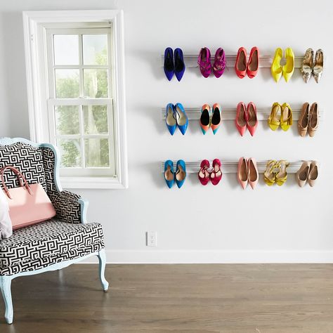 Diy Wall Mounted Shoe Rack In 2019 New Apartment Home Ideas Diy Wall Mounted Shoe Rack In 6 Steps Easy And Fun Way To Show Off A High Heel Collection