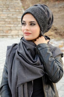 Aise Tesettur Gri Kislik Hazir Sal 1 Instant Hijab Shawl Hijab
