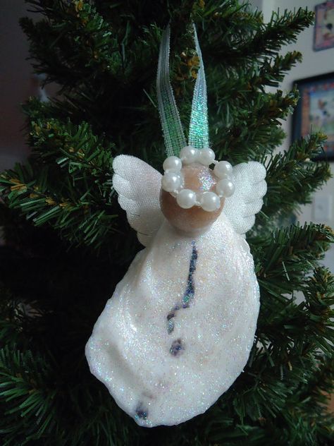Iridescent Oyster Shell Angel Christmas Tree Ornament Beach Tree Decoration Shell Tree Decor