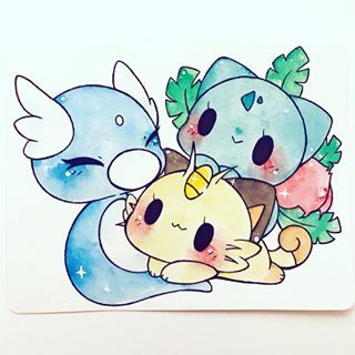 Happy Friday Dratini X Ivysaur X Meowth ポケモン N 可愛いイラスト ポケモン Happy Friday Dratini X Ivysaur X Meowth ポケモン N 可愛いイラスト ポケモン