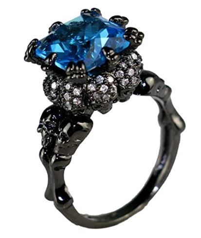 Jude Jewelers Silver Black Two Tone Gothic Skull Cocktail Party Biker Ring