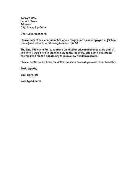 Short and Simple Resignation Letter Example Resignation letter - copy resignation letter format for teacher Short and Simple Resignation Letter Example Resignation letter - copy resignation letter format for teacher