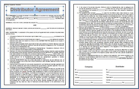 A Distributor Agreement is signed between the company and the - business non disclosure agreement A Distributor Agreement is signed between the company and the - business non disclosure agreement