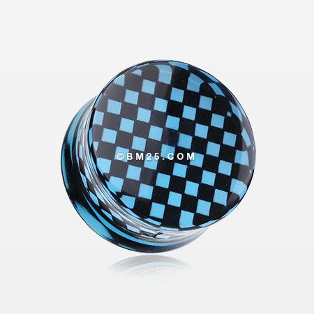 Classic Checker Inlay Double Flared Ear Plug Sold as a Pair Red