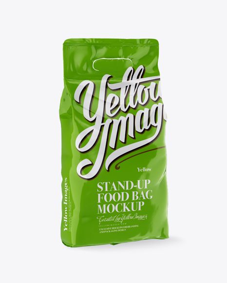 Download Free PSD Mockup Glossy Stand-up Bag Mockup - Halfside View ...