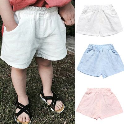 Kid Toddler Boy Girl Cotton Linen Pants Solid Loose Harem Casual Loose Trousers