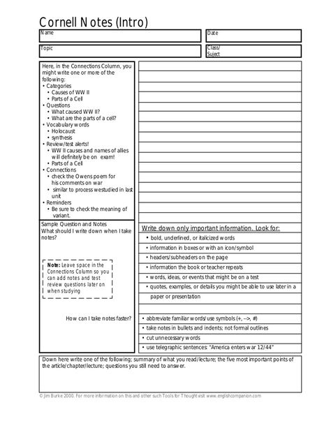 9 best Cornell notes images on Pinterest Study skills, Study - cornell note template 9 best Cornell notes images on Pinterest Study skills, Study - cornell note template