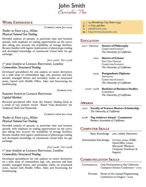 cv template 1 page